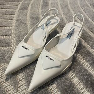 Prada Brushed Leather Slingback Pumps